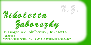 nikoletta zaborszky business card